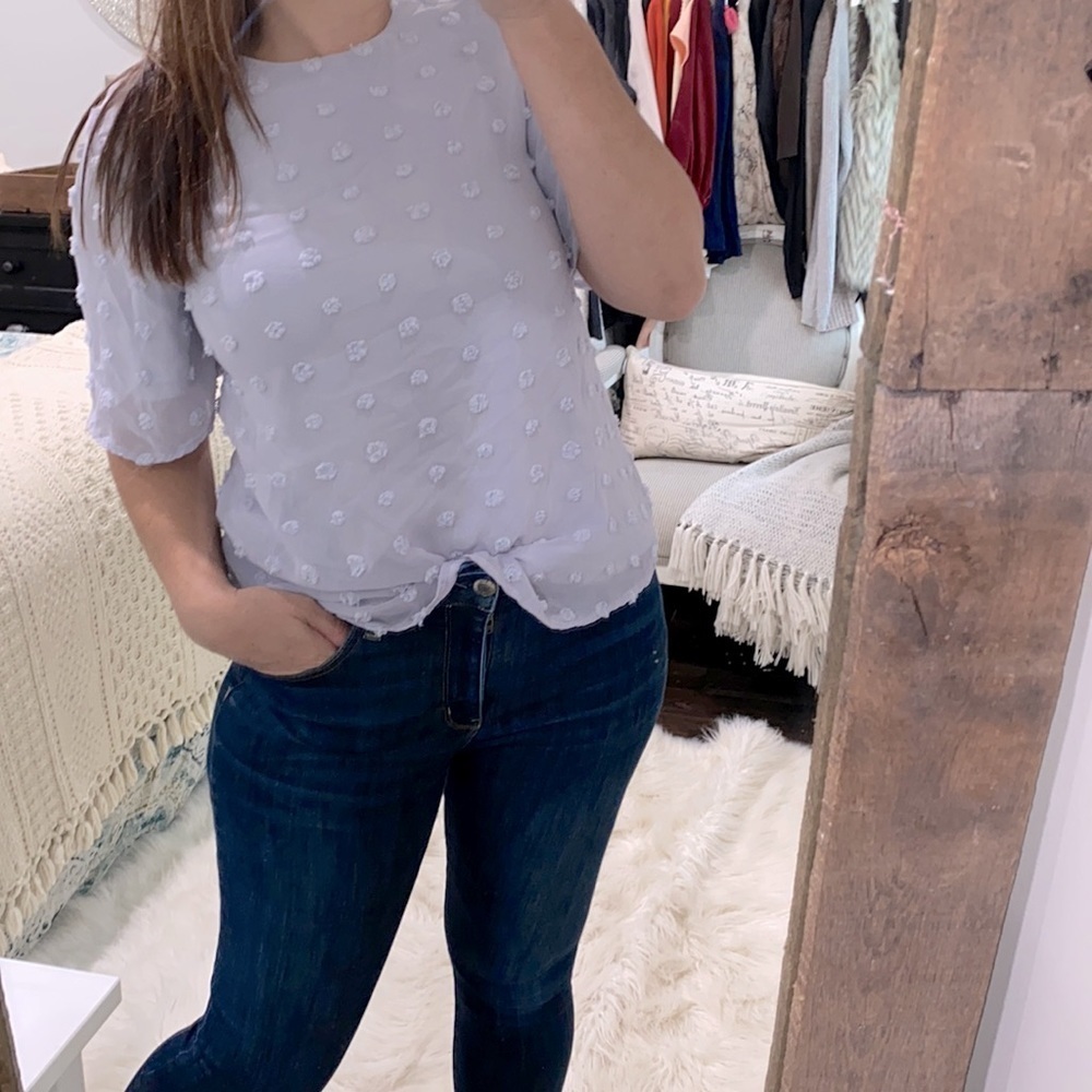 Polagram lavender Swiss dot top size medium